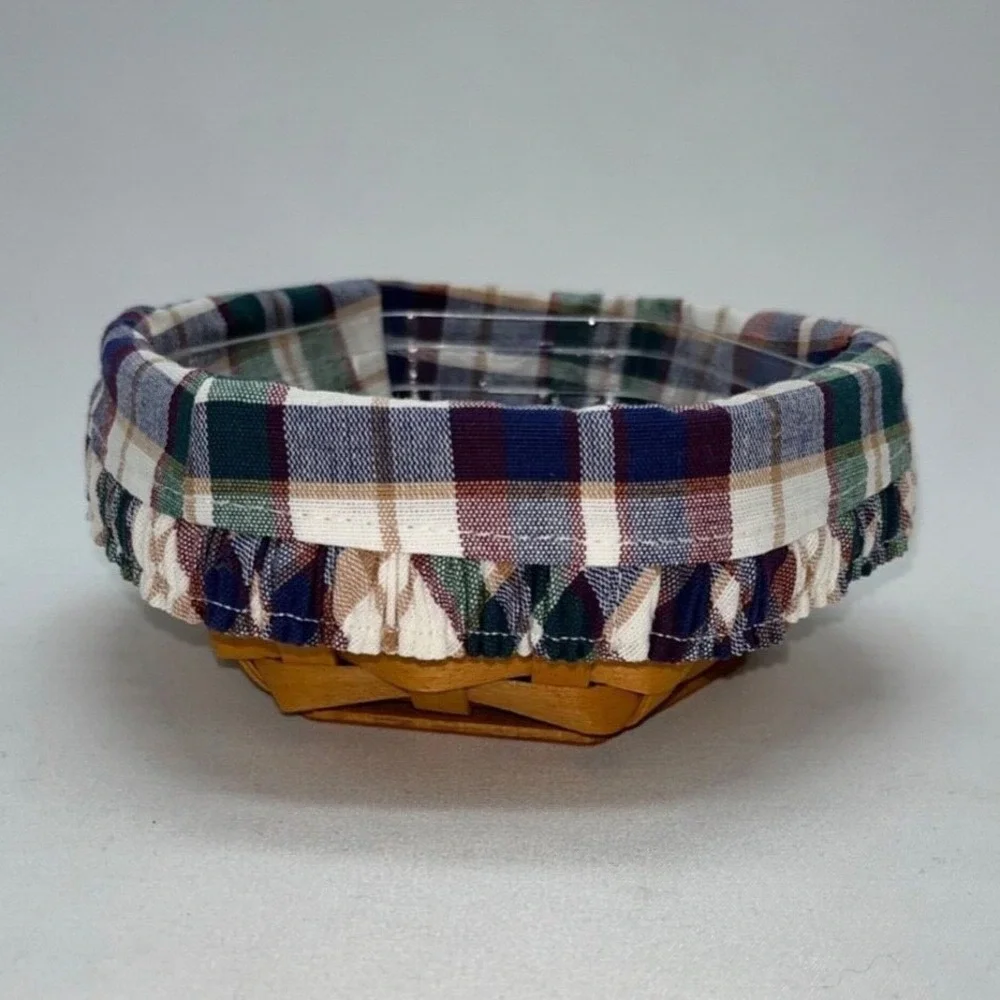 Longaberger 2001 Hostess Sage Booking Basket W/Plaid Liner &  Protector